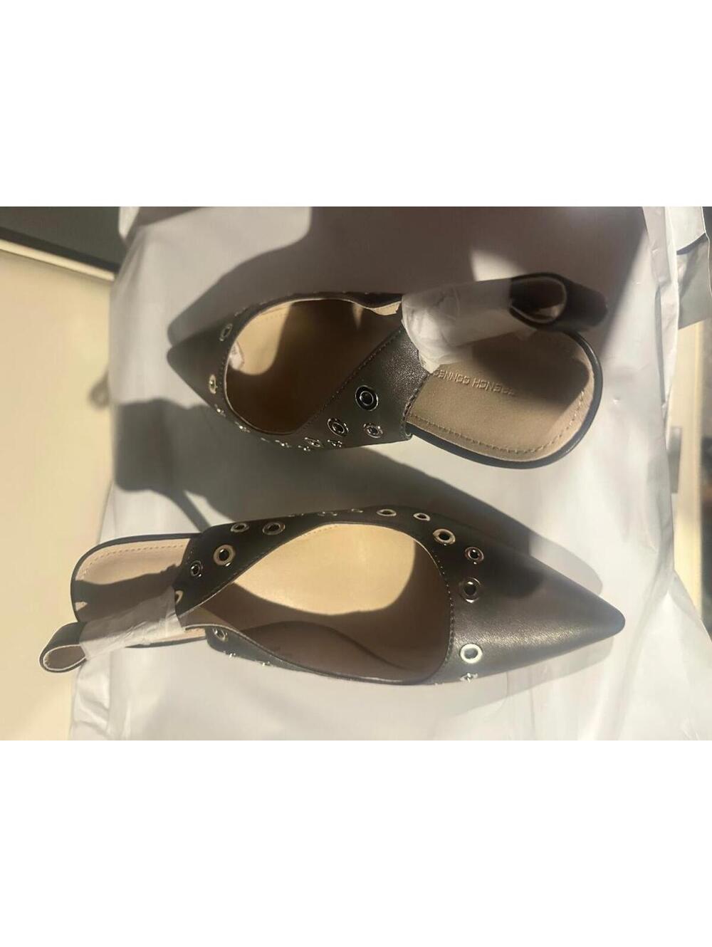 French Connection Charcoal Grommet Slingback Heels Size 9 Pointed Toe Pumps NWT